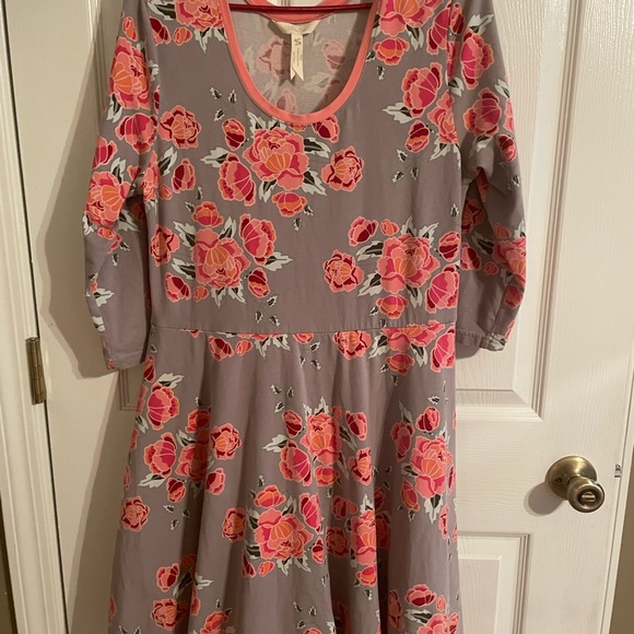 Matilda Jane Dresses & Skirts - Matilda Jane Gray Dress with Pink and Coral Floral Print